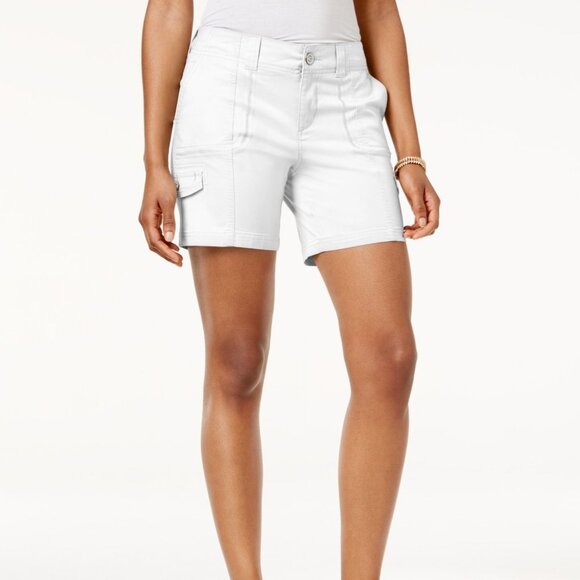 Style & Co. Pants - Style & Co. women 8P zig-zag cargo shorts bright white